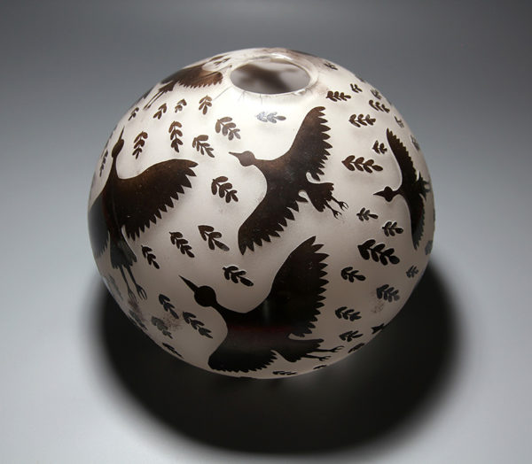 Stork Round Vase