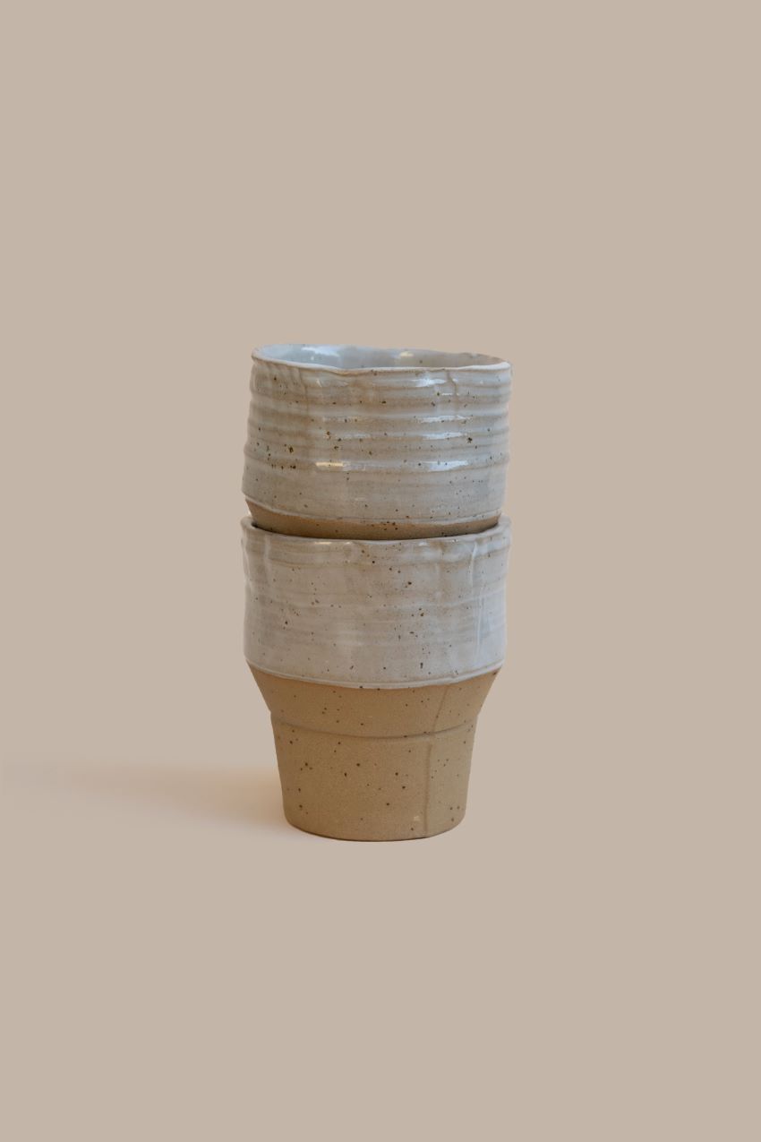 2 Stackable Industrial One-of Cups – Sand