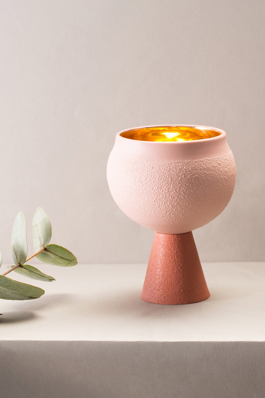Porcelain Kiddush Cup – Pink Terracotta
